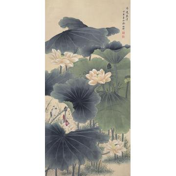 谢稚柳香远益清镜片设色绢本