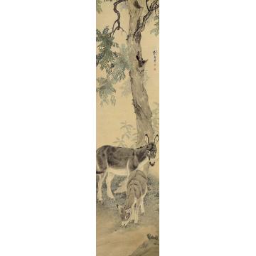 刘奎龄双驴图立轴设色纸本