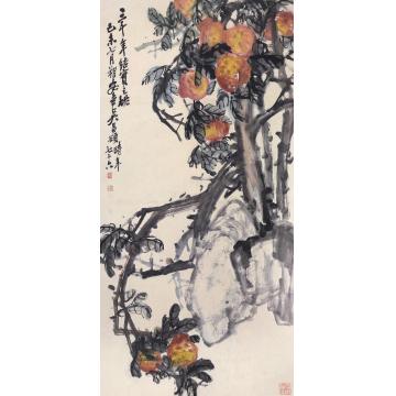 吴昌硕大寿图立轴设色纸本