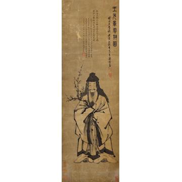 陈鸿寿王冕赏梅图立轴设色纸本