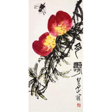 齐白石多寿图立轴设色纸本