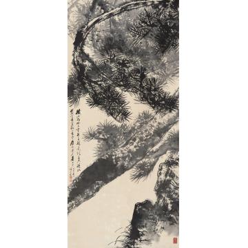 徐子鹤乙丑（1985年）作苍松倚石立轴纸本
