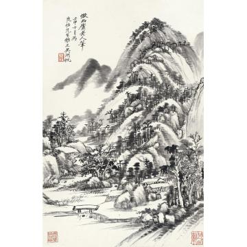 吴湖帆仿古山水立轴水墨纸本