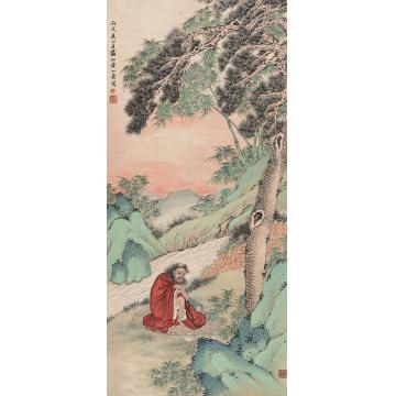 黄山寿丙戌（1886年）作罗汉图立轴纸本