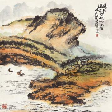 朱屹瞻江帆归岸立轴设色纸本