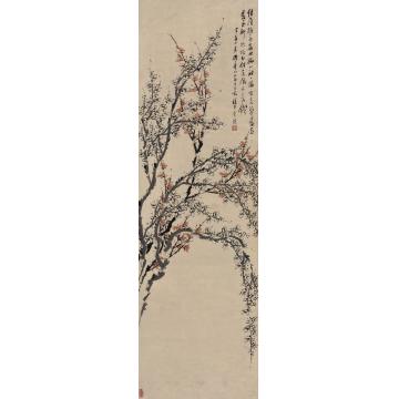 金心兰丁酉（1897年）作双色梅花立轴纸本