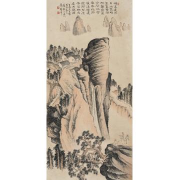 陈半丁乙酉（1945年）作观瀑图立轴纸本