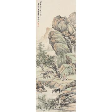 程璋癸亥（1923年）作柳荫牧马图立轴纸本