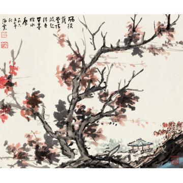 刘海粟1965年作秋风红叶镜心纸本