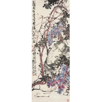 赵云壑丁卯（1927年）作紫藤立轴纸本