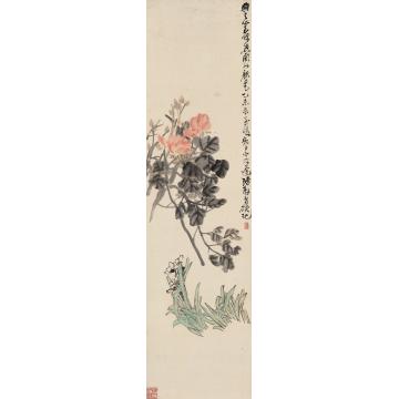 吴昌硕乙未（1895年）作富贵神仙立轴纸本