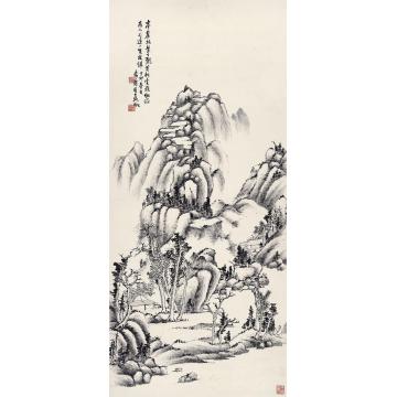 吴待秋1927年作山水立轴水墨纸本