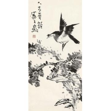 李苦禅八百有龄镜框水墨纸本