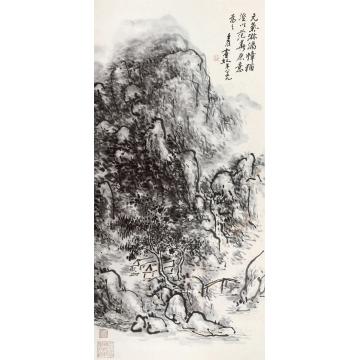 黄宾虹1952年作山水立轴纸本设色