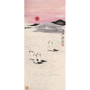 齐白石山水立轴纸本设色