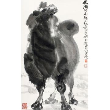 黄胄1977年作骆驼立轴纸本水墨