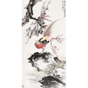 田世光花开吉祥立轴纸本设色