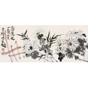 李苦禅花鸟立轴纸本设色