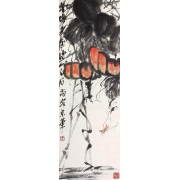 齐白石花卉立轴纸本设色