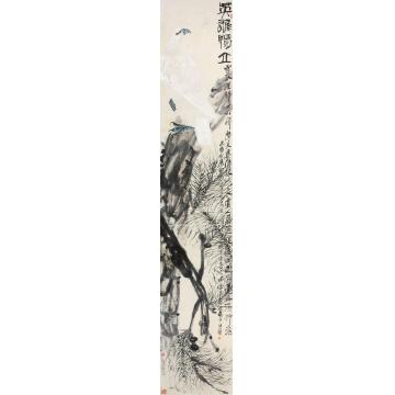 齐白石英雄独立立轴纸本设色