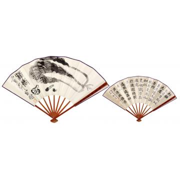 齐白石清夏成扇纸本水墨