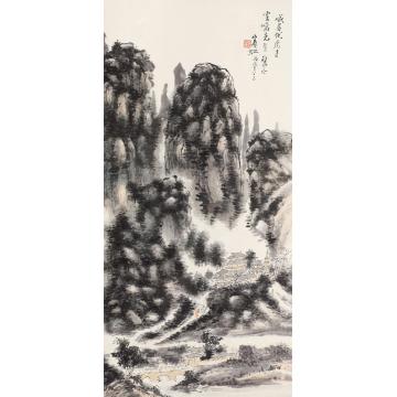 黄宾虹1946年作峨眉伏虎寺立轴纸本设色