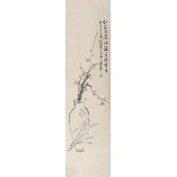 陈半丁1943年作花卉立轴纸本设色