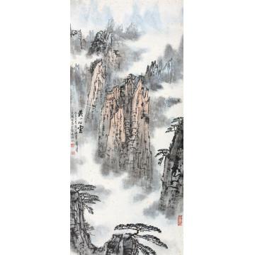 宋文治1976年作黄山松云镜心纸本设色