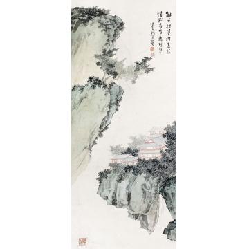 溥儒山水立轴纸本设色