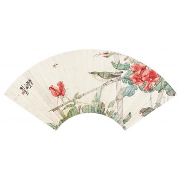 刘奎龄丙子（1936）年作花鸟镜片设色纸本