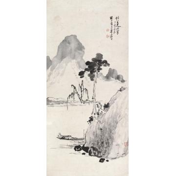 居廉丁亥（1887）年作仿八大山水立轴水墨纸本