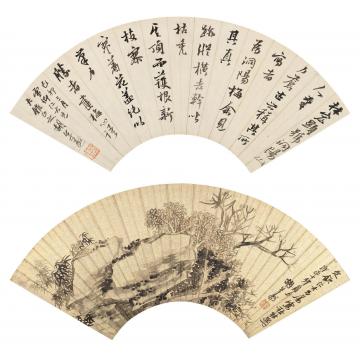 胡公寿己卯（1879）、丁卯（1867）年作行书秋林图（两帧）镜片