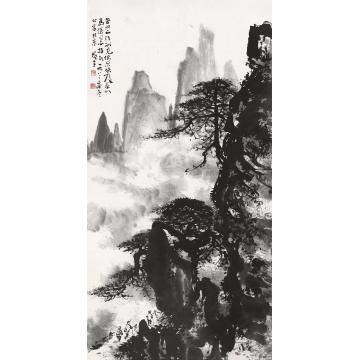 黎雄才1982年作山行图立轴水墨纸本