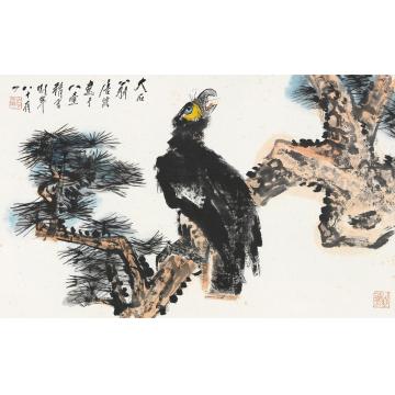 唐云独立雄风镜片设色纸本