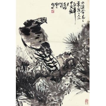 李苦禅松鹰立轴纸本