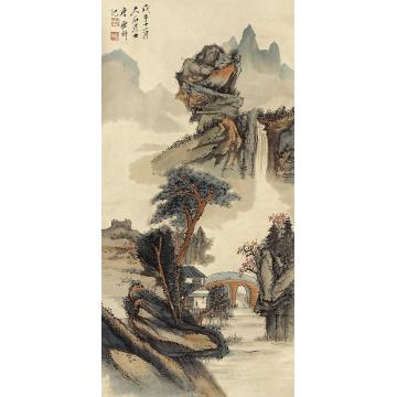 唐云山水立轴纸本