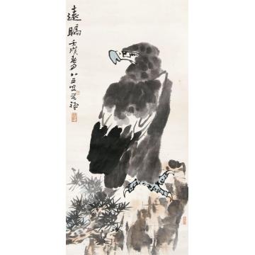 李苦禅1982年作远瞩图立轴设色纸本