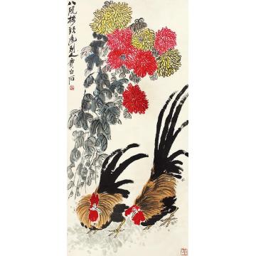 齐白石双吉立轴纸本