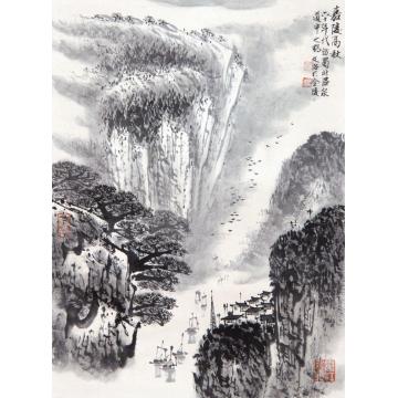 宋文治嘉陵高秋立轴水墨纸本