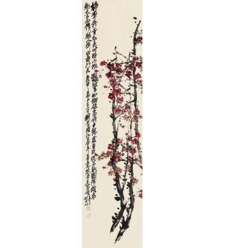 吴昌硕梅花立轴纸本