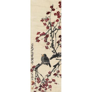 齐白石花鸟立轴纸本