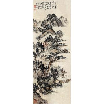 唐云山水立轴纸本