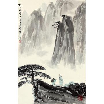 亚明松下问童子立轴纸本