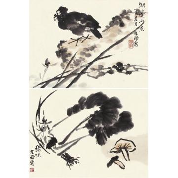 李苦禅花鸟立轴纸本