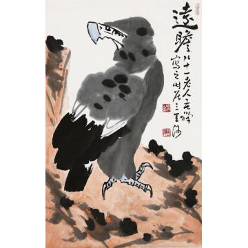 李苦禅1979年作鹰立轴设色纸本
