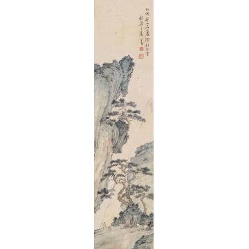 溥儒山水镜框设色绢本