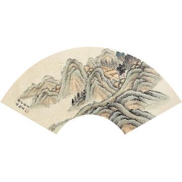 冯超然山水扇面镜片纸本