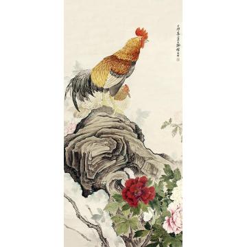 刘奎龄双吉立轴纸本