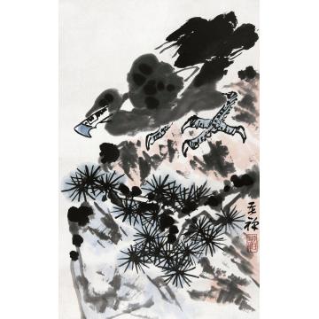 李苦禅鹰镜心设色纸本