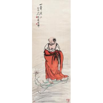 王一亭一苇渡江立轴设色绢本